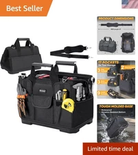 Multi-Pocket Tool Box with Adjustable Shoulder Strap - 16" Heavy-Duty Organizer