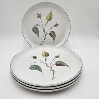 4 Denby Stoneware Spring Leaf 10'' Dinner Plates Albert College Made in England
