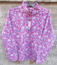 EDDIE BAUER L/S Polar Fleece 1/4 Zip Pullover Rose Leaf IKAT Women's Sz L NWT