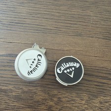 TWO Hat Clip Golf Ball Marker Holder with Callaway Golf Ball Marker