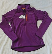 NWT Eddie Bauer First Ascent Women's Purple Grid Fleece 1/4 Zip Pullover M