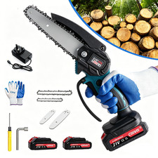 2 Batteries 4/6'' 4000W Mini Cordless Chainsaw Electric