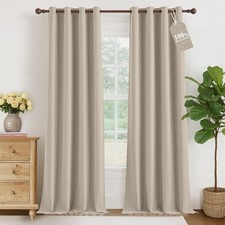 100 Blackout Linen Curtains 84 inch Long for 52"W x 84"L Pack of 2 Natural