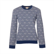 Gucci GG pattern Wool Sweater 12 Kids Blue x white 63805