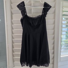 Fashion Nova Alexandria Lace Trim Mini Dress Black XL Womens NWT