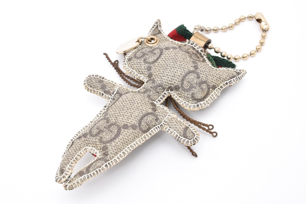 GUCCI Christina Gattori Cat Bag Charm Key ring chain GG Supreme