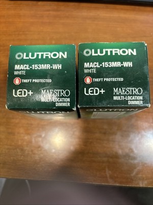 LOT of 2 Lutron Maestro MACL-153MR-WH Dimmers - LED/CFL White NIB! SEALED!   CL