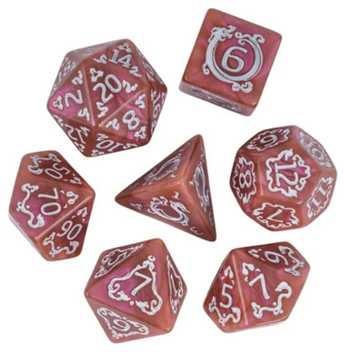 Dragon Script Emberglow: 7-Dice RPG Set   Copper with White Script Inks
