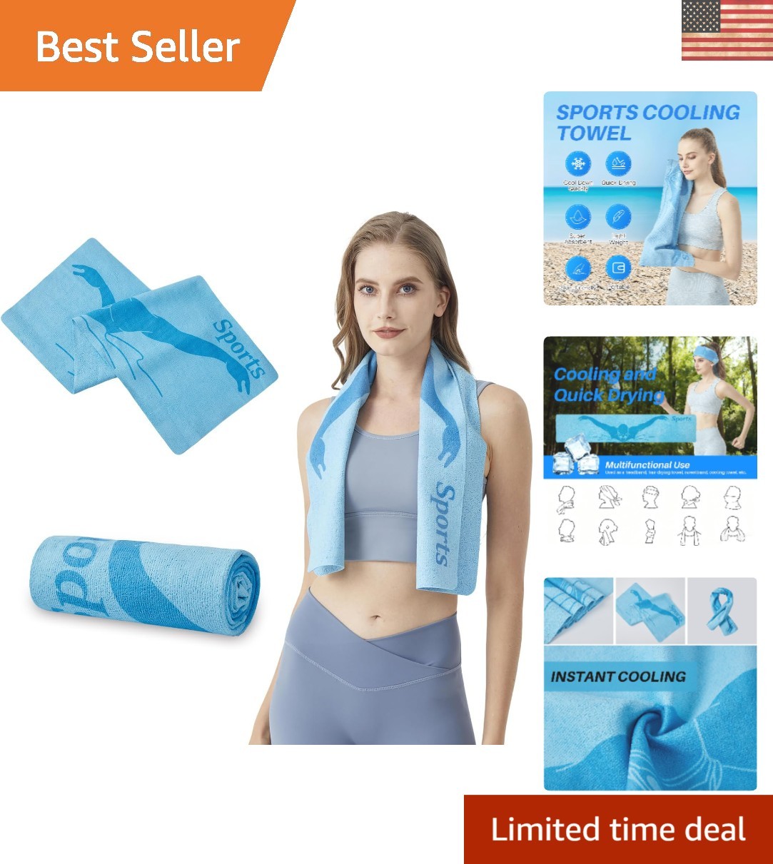 Cooling Towel 40 X 8 in, Reusable Chilly Pad, Sports and Outdoors Ice Towel f...
