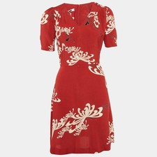 McQ by Alexander McQueen Printed Red VNeck Mini Dress XS