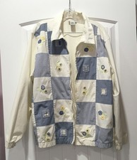 ALFRED DUNNER WOMEN'S LIGHTWEIGHT JACKET / SIZE 20W / BLUE  WHITE  APPLIQUES