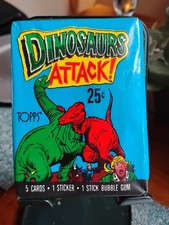 1988 Topps Dinosaurs Attack Cards, 1 Sealed Wax PACK From Box, 5 Cards 1 Sticker