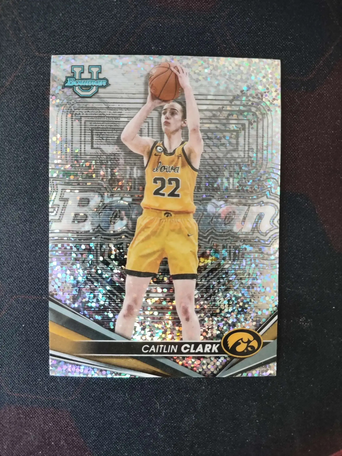 2022-23 Bowman University Best Caitlin Clark Speckle Refractor #50 RC Iowa -FB11