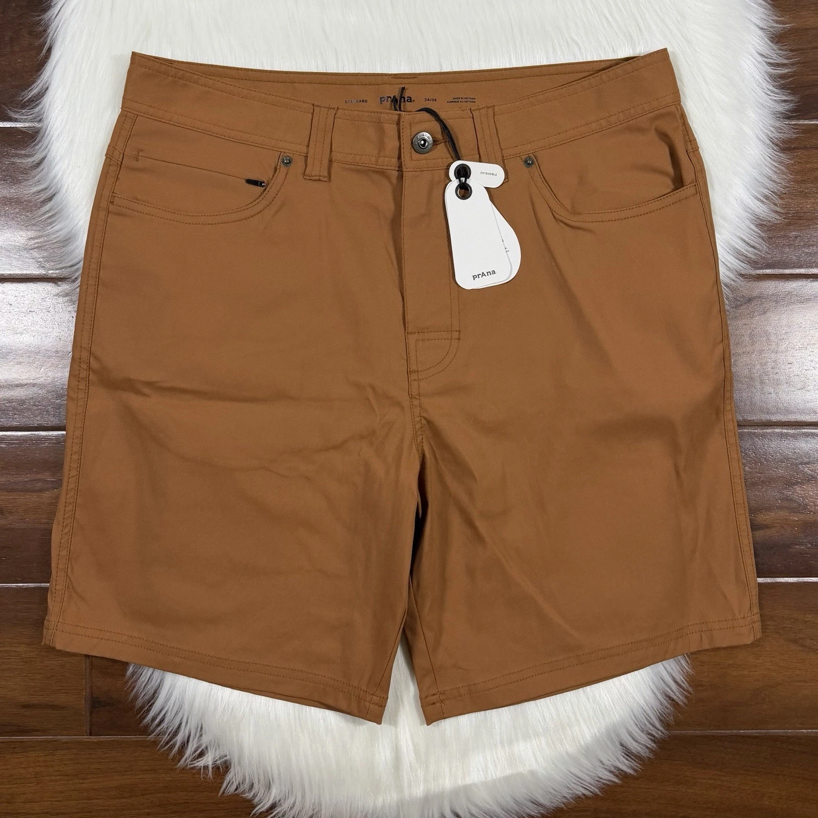 Prana Men's Size 32 Tawny Stretch Zion 5 Pocket 8" Shorts