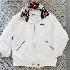 Giacca da sci vintage Ellesse Thermore retrò anni 80 bianca sci snowboarder cappotto taglia S