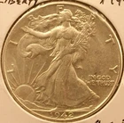 1942 WALKING LIBERTY SILVER HALF DOLLAR AU
