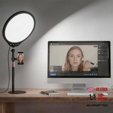 10W 12" Ring Light with Desk Stand Phone Holder, Dimmable 360 Rotatable LED