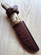 Jagdmesser mit Horngriff Handgemacht Mid Lederscheide 