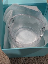 Tiffany & Co. Kryształowe modernistyczne wiadro lodowe ze zintegrowanymi uchwytami podpisane w pudełku