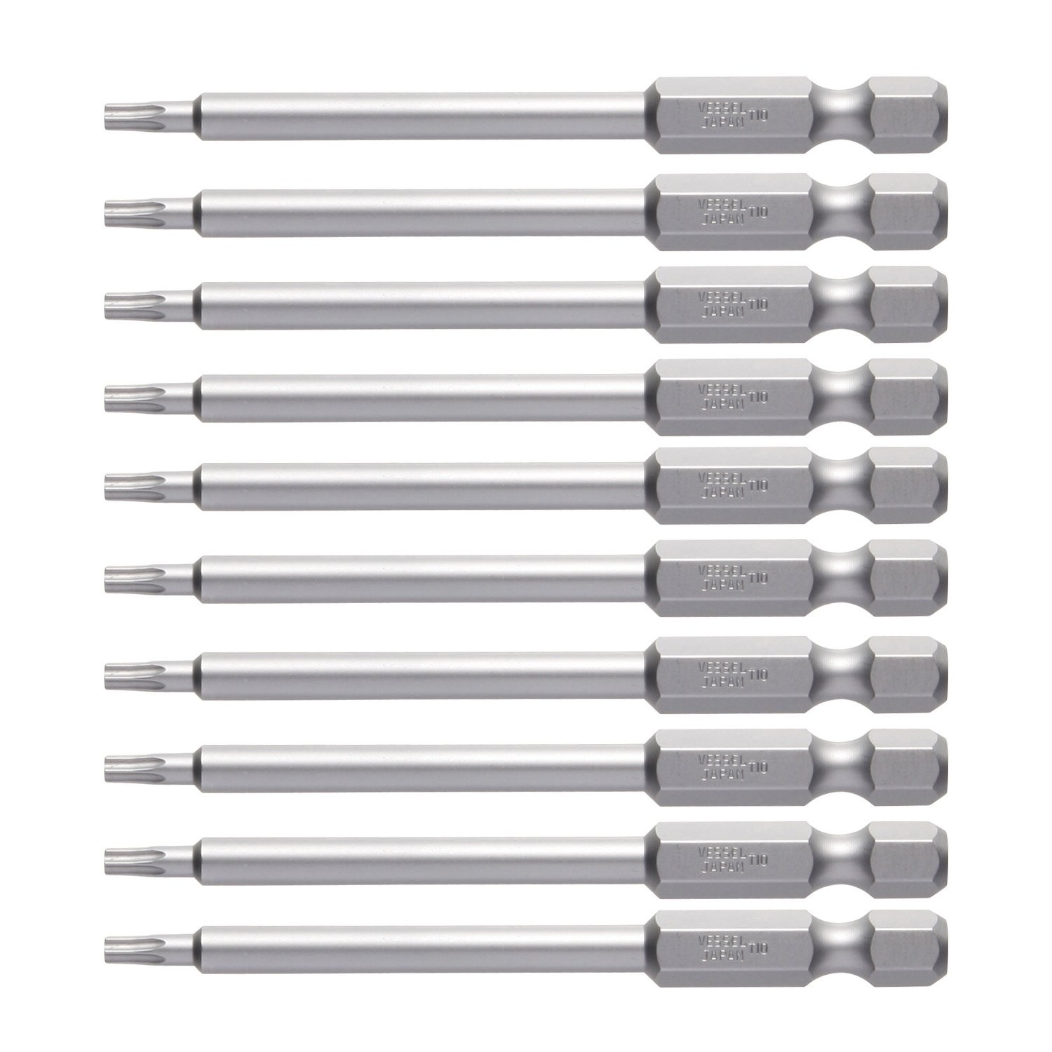 VESSEL Torx Bit T10 x 75mm Set of 10 J ZP