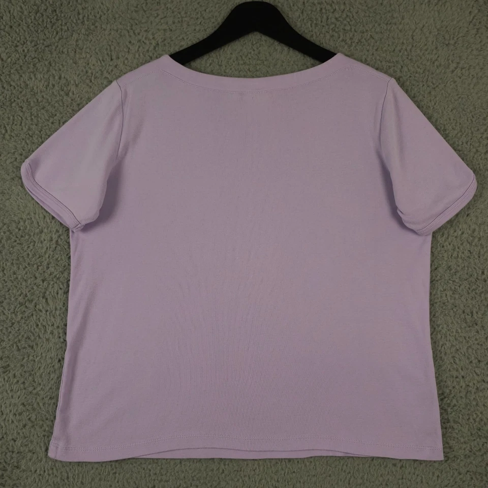 Chicos 衬衫女式 2 美国大号紫色船领短袖休闲 T 恤 — 第 2/4 张图片