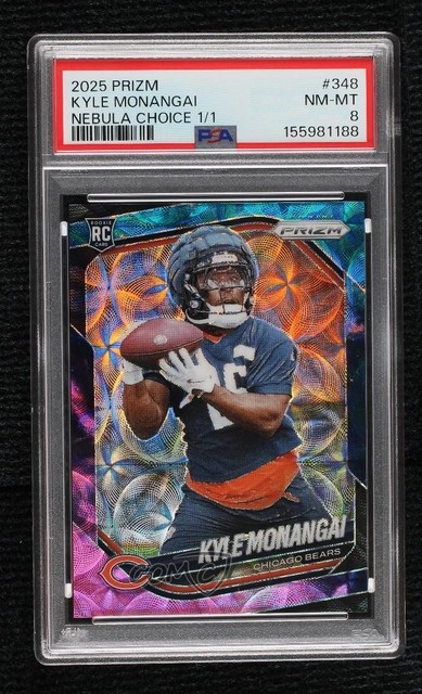 2025 Panini Prizm Choice Nebula Prizm 1/1 Kyle Monangai #348 PSA 8 Rookie RC