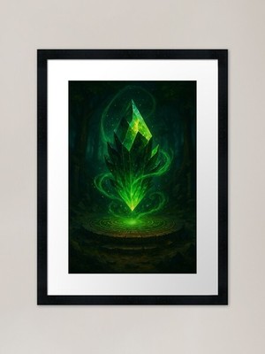 Grünes Seltenerd Mineral. Gerahmtes Ar gerahmtes Wandbild Poster Leinwanddruck Bild