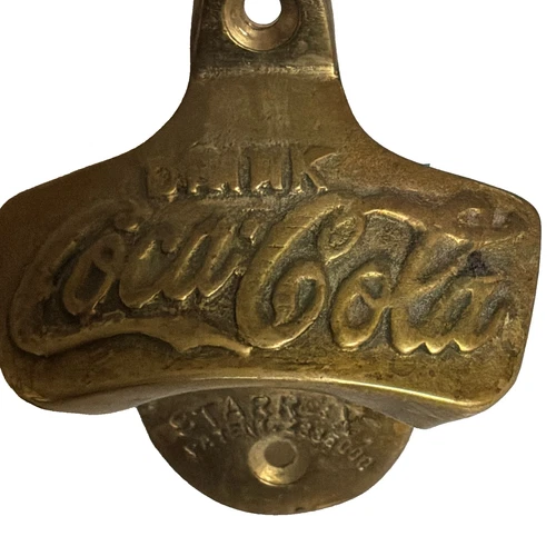 STARR "X" Coca-Cola Brass Wall Mount Bottle Opener Gold  Pat. # 2335000 Vintage