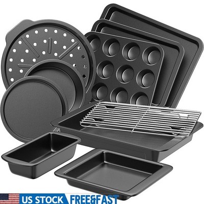 10-Piece Non-Stick Baking Set Carbon Steel Bakeware Kitchen Essentials Cookware