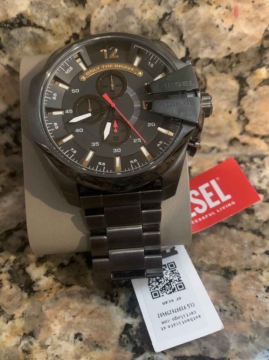 DIESEL GUNMETAL MEGA CHIEF Mens Wrist Watch Chronograph Stainless steel  $270msrp