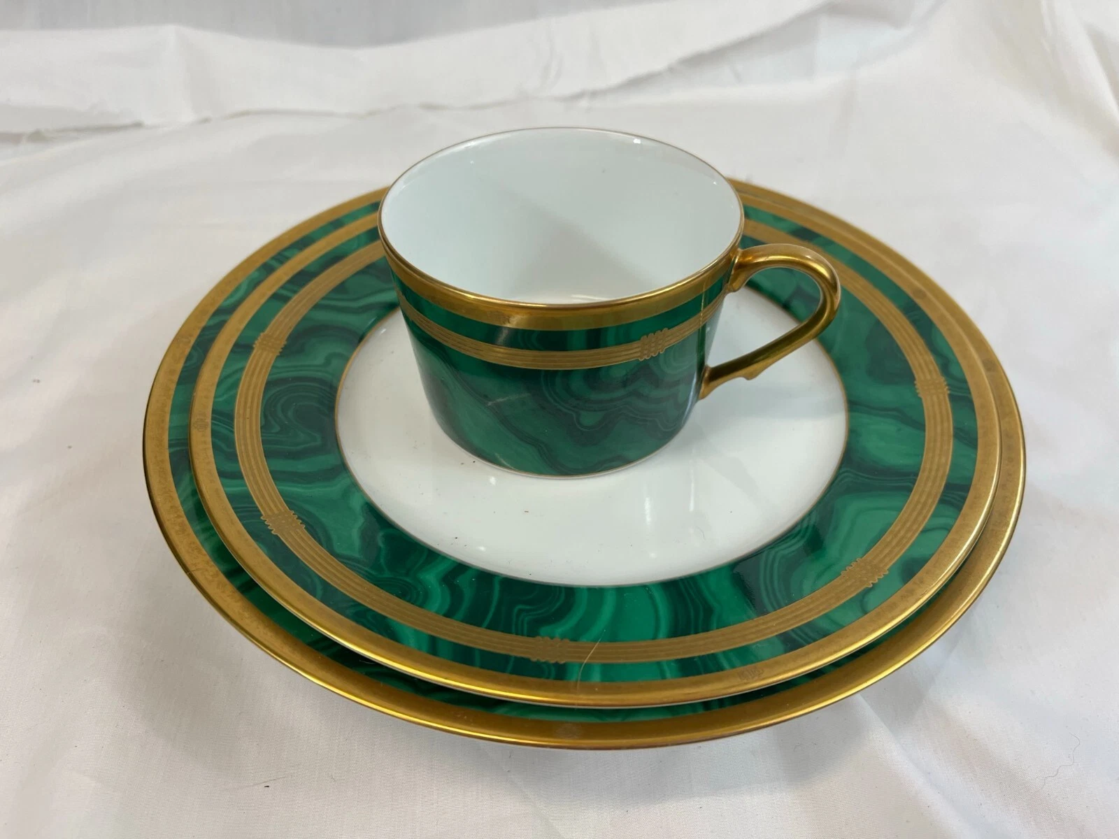 Christian Dior vert Gaudron malachite 3 pièces réglage os Chine soupe salade t