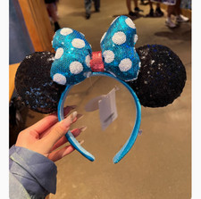 Disney  Parks Sequins Bow Polka Dot Sun Flower Minnie Mickey Mouse Ears Headband