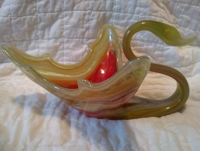 Vintage Hand N Art Glass Swan Bowl Candy Dish Vintage Large Hand N Art Glass Swan Swirled Murano Bowl Or Candy Dish