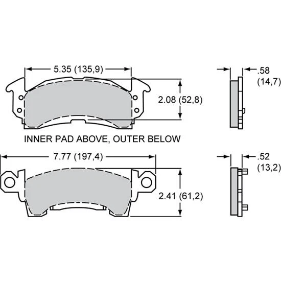 Wilwood 150-8939K D52 PolyMatrix BP-10 Brake Pad Set, GM III - Image 2 of 4