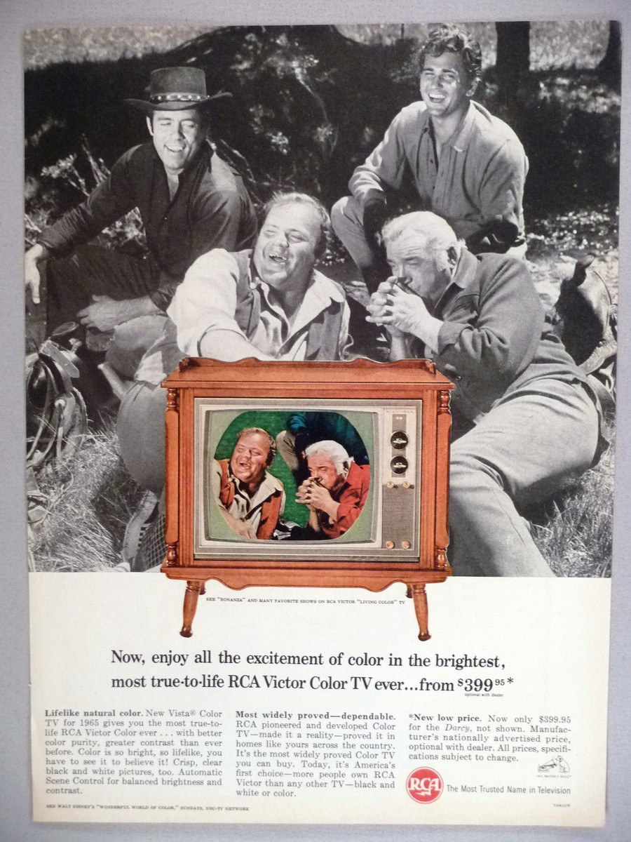 Bonanza cast for RCA Victor Color Television TV PRINT AD 1964