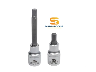 2x 7mm Innensechskant 6-Kant Stecknuss Nuss 55/100mm Inbus Schlüssel SUPA-TOOLS