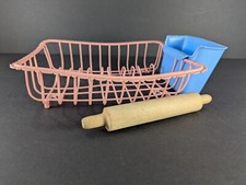 Vintage Lot Children's Play Kitchen Strainer, Silverware Tray Toys Aluminum Tin