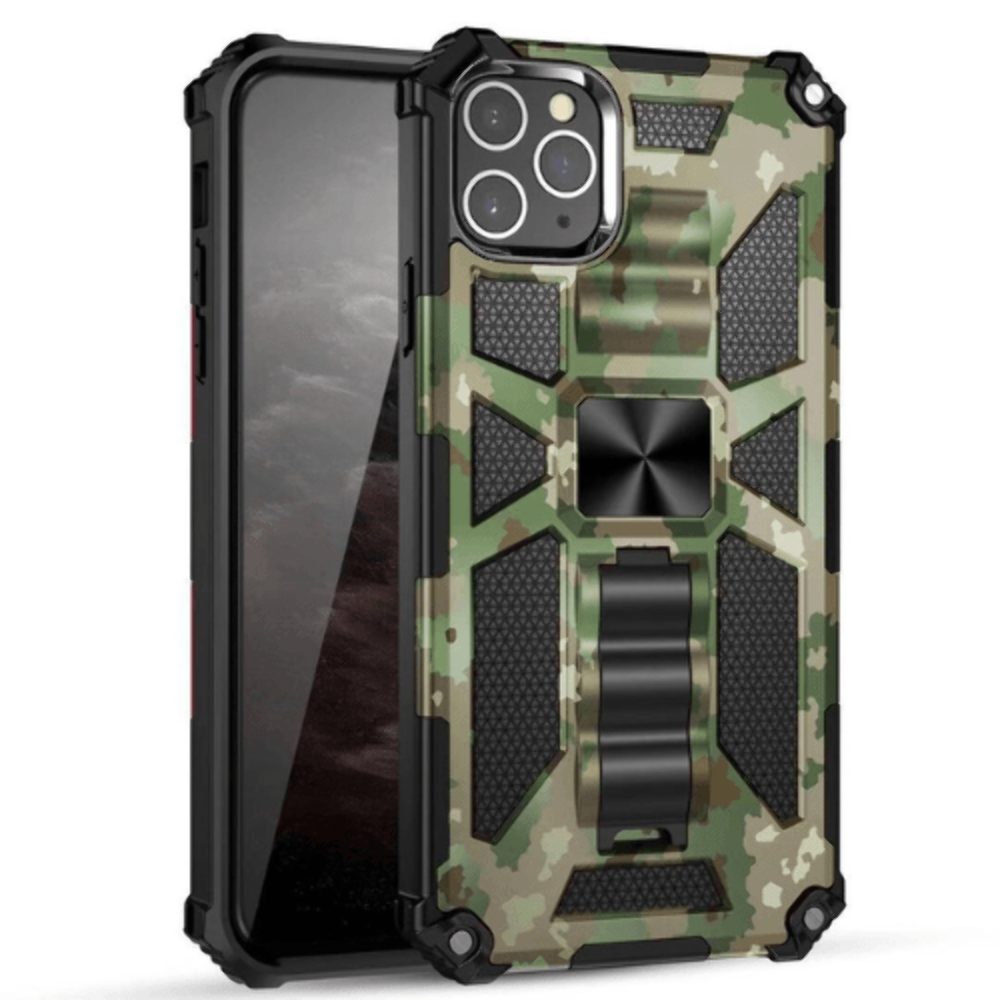 Machine Design Magnetic Kickstand Case Cover Camo Green For iPhone
