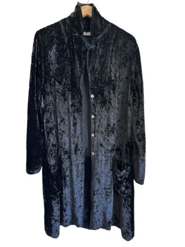 BETH SHAEFFER Black Crushed Velvet Long Jacket Coat MEDIUM - AS NEW