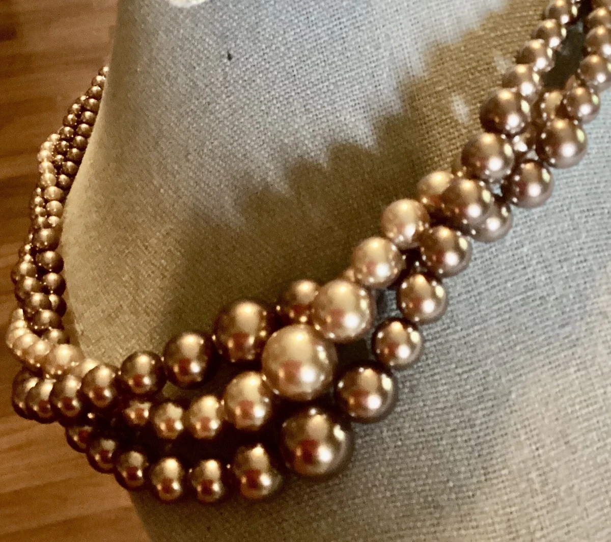 Triple strand deals graduated pearl necklace