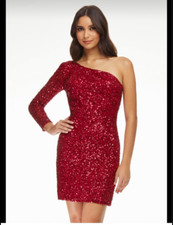 Ashley Lauren Red Sequin Cocktail Dress Size 6