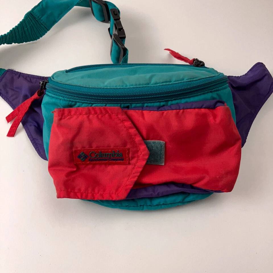 Pacote de cintura vintage década de 1990 Columbia cores brilhantes pacote de babá - Imagem 4 de 4