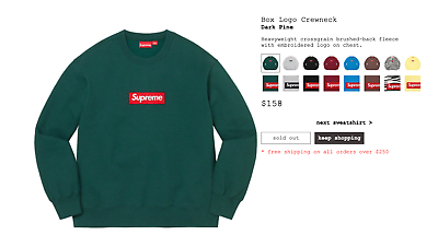 Supreme Box Logo Crewneck Dark Pine - Size S (SMALL) - IN Supreme Box Logo Crewneck Dark Pine - Size S (SMALL) - IN