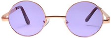 ROUND SUNGLASSES WOMEN PURPLE LENS HIPPIE HIPSTER RETRO GOLD FRAME 43 MM