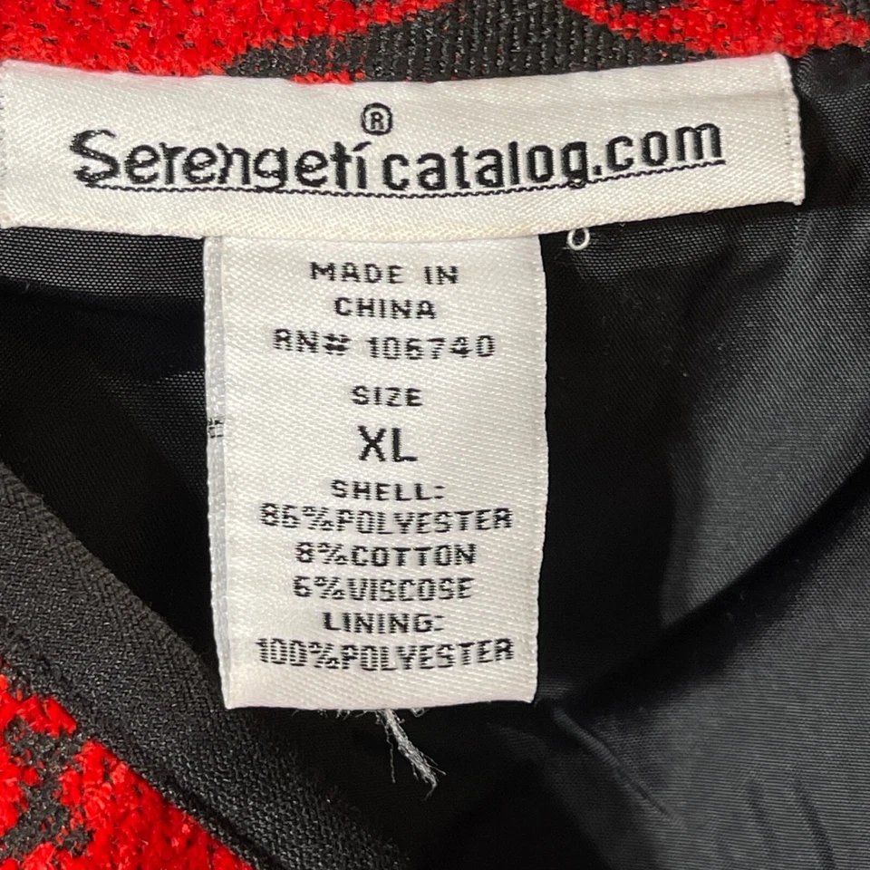 Serengeti Brocade Tapestry Womens Blazer Jacket Open Front Red/ Black Christmas - Image 2 of 4