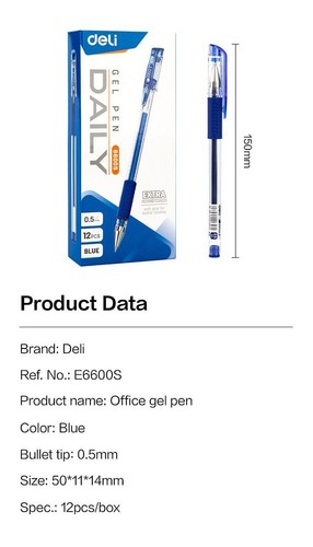 12x Deli Ballpoint Pens Gel Pen 0.5mm Black Blue Red Ink Ball Pen Rolling Pens - Picture 8 of 20