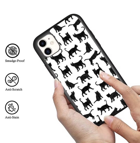 For iPhone SE XS XR Max 5 6 7 8 Plus kitten cat silhouette Pattern Hybrid Covers - Picture 20 of 25