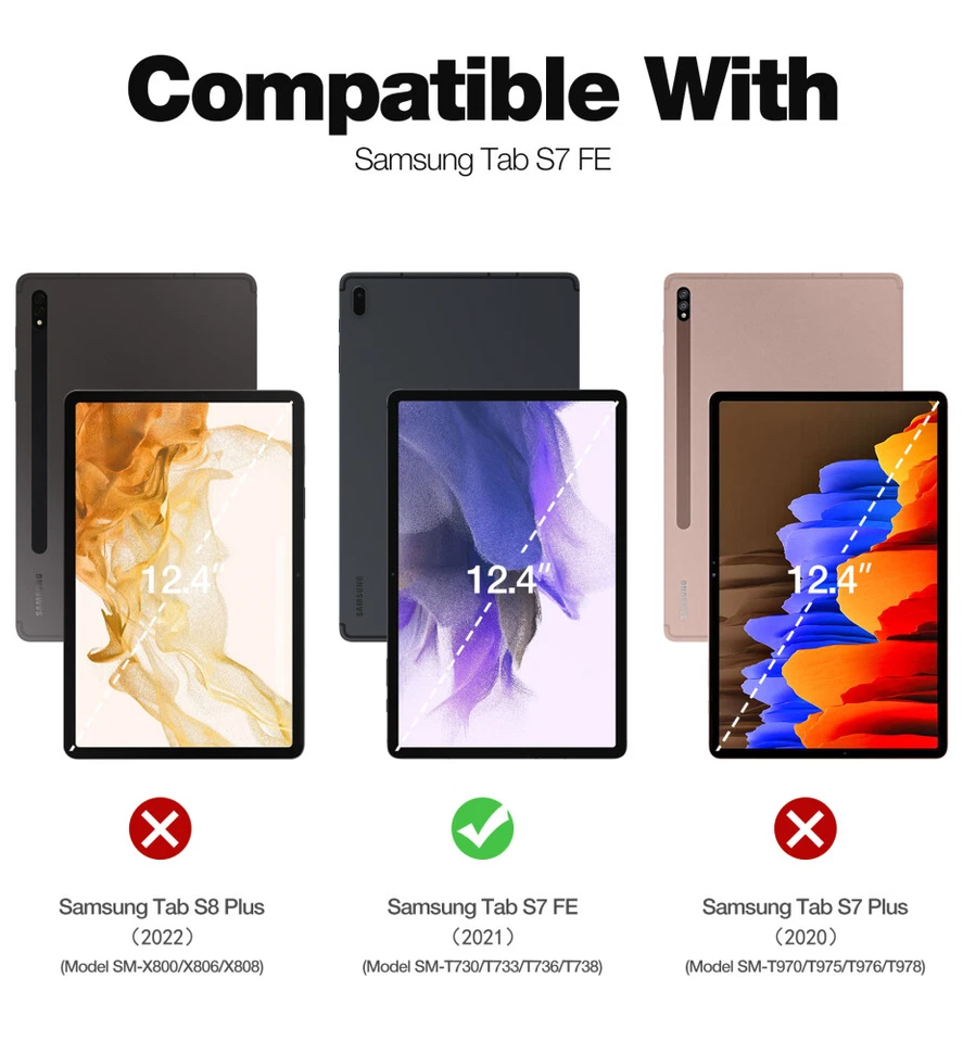 Dexnor for Samsung Galaxy Tab S7 FE Case Built-in Screen Protector and Kickstand - Image 2 of 4