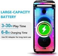 RMS 200W to 650W Peak Indoor Outdoor Rechargeable Karaoke Machine 8'' Subwoofers