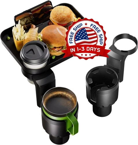 Portavasos para automóvil con bandeja de comida desmontable de gran tamaño NUEVO